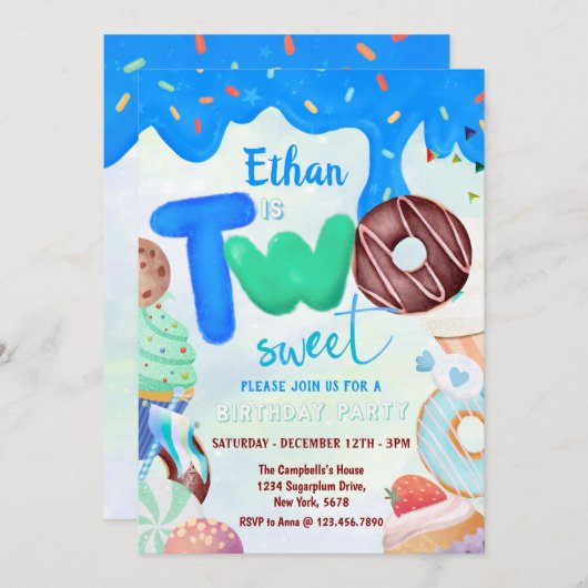 Sweet Junge Donut Einladung (Vorne/Hinten)