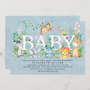 Sweet Jungle Animals Boys Kinderdusche Einladung