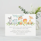 Sweet Jungle Animals Neutral Baby Shower Einladung (Stehend Vorderseite)