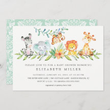 Sweet Jungle Animals Neutral Baby Shower Einladung