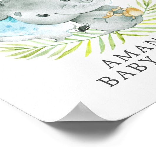 Sweet Jungle Elephant Welcome Baby Shower Poster (Ecke)