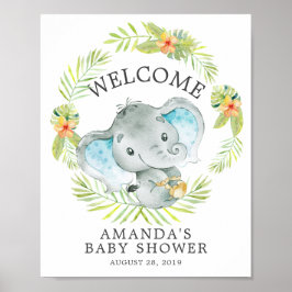 Sweet Jungle Elephant Welcome Baby Shower Poster