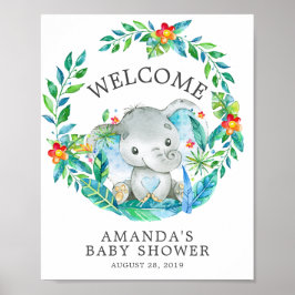 Sweet Jungle Elephant Welcome Baby Shower Poster