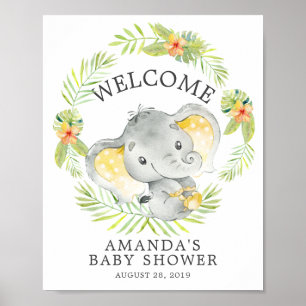 Sweet Jungle Elephant Welcome Baby Shower Poster