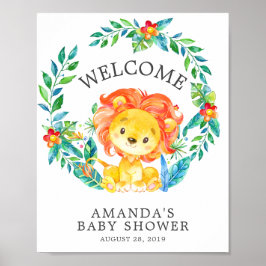 Sweet Jungle Lion Welcome Baby Shower Poster