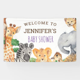 Sweet Jungle Safari Animal Wild One Baby Dusche Banner