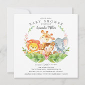 Sweet Jungle Safari Animals Baby Dusche Einladung (Vorderseite)