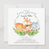 Sweet Jungle Safari Animals Boys Baby Dusche Einladung (Vorderseite)