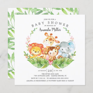 Sweet Jungle Safari Animals Boys Baby Dusche Einladung