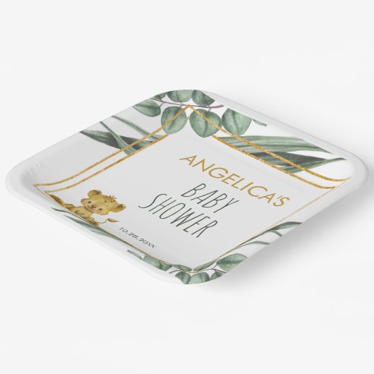 Sweet Jungle Safari Lion Gold Baby Dusche Pappteller (Gewinkelt)