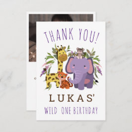 Sweet Jungle Safari Tier 1. Geburtstag Party Dankeskarte