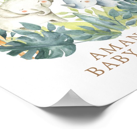 Sweet Jungle Welcome Baby Shower Poster (Ecke)