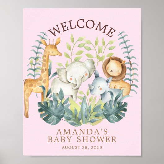 Sweet Jungle Welcome Baby Shower Poster (Vorne)