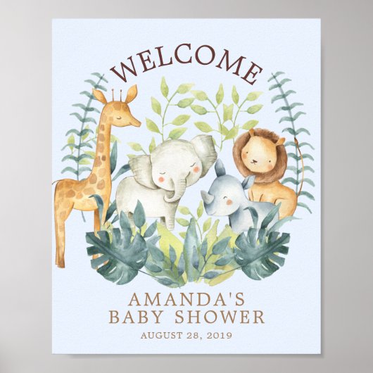 Sweet Jungle Welcome Baby Shower Poster (Vorne)
