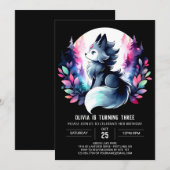 Sweet Jungle Wolf Birthday Einladung (Vorne/Hinten)