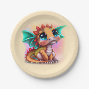 Sweet Kawaii Baby Dragon Pappteller