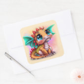 Sweet Kawaii Baby Dragon Quadratischer Aufkleber (Umschlag)