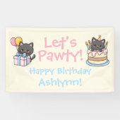 Sweet Kawaii Black Cat Birthday Party Banner (Horizontal)