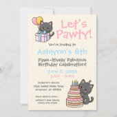 Sweet Kawaii Black Cat Birthday Party Einladung (Vorderseite)
