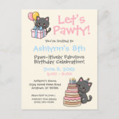Sweet Kawaii Black Cat Birthday Party Postkarte (Vorderseite)