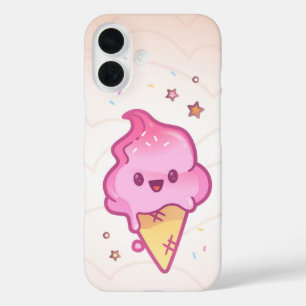 Sweet Kawaii Ice Cream - Niedlich rosa Kone iPhone 16 Hülle