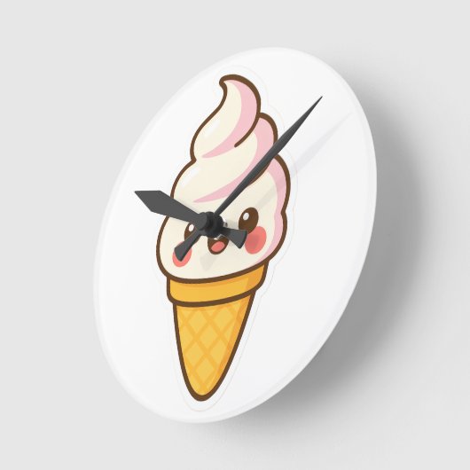 Sweet Kawaii Ice Creme Runde Wanduhr (Winkel)