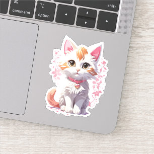 Sweet Kawaii Katze mit großen Augen Aufkleber