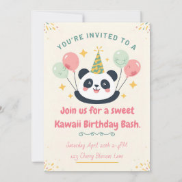 Sweet Kawaii Panda Birthday Bash Invitation Einladung