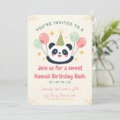 Sweet Kawaii Panda Birthday Bash Invitation Einladung (Stehend Vorderseite)