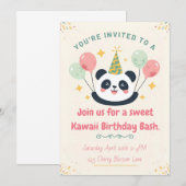 Sweet Kawaii Panda Birthday Bash Invitation Einladung (Vorne/Hinten)
