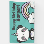 Sweet Kawaii Panda Unicorn Rainbow Birthday Banner (Vertikal)