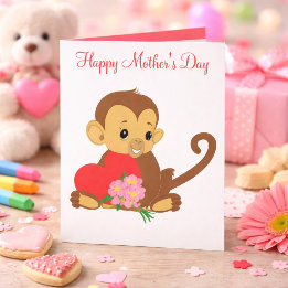 Sweet Kids Mother’s Day Baby Monkey Karte