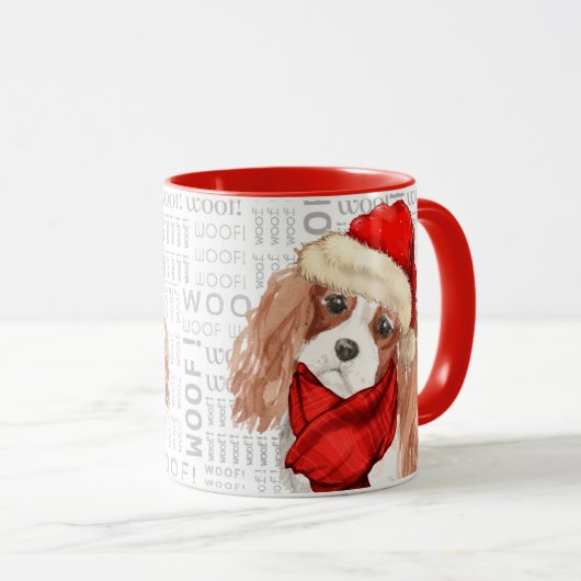 Sweet King Charles Terrier Christmas Dog Tasse (VorderseiteRechts)