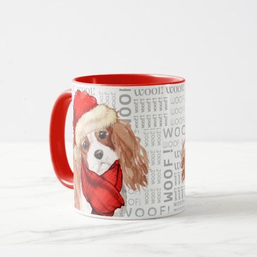 Sweet King Charles Terrier Christmas Dog Tasse (Vorderseite Links)
