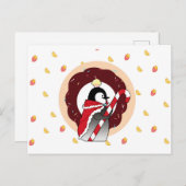 Sweet King Penguins Postcard Postkarte (Vorne/Hinten)