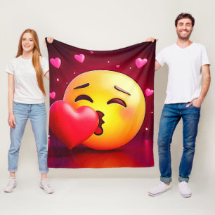 Sweet Kiss Heart Emoji Fleecedecke