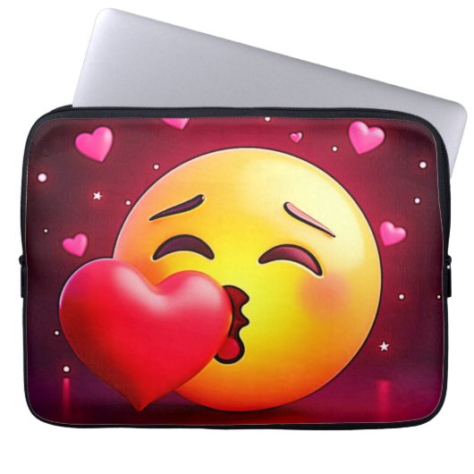 Sweet Kiss Heart Emoji Laptopschutzhülle (Vorderseite)