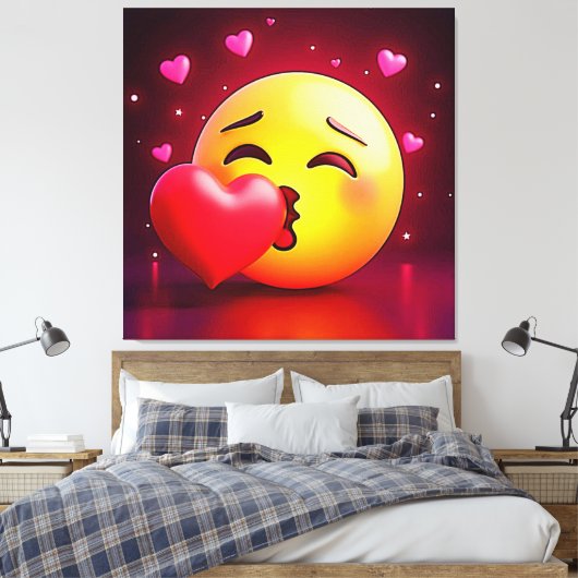 Sweet Kiss Heart Emoji Leinwanddruck (Insitu (Schlafzimmer))