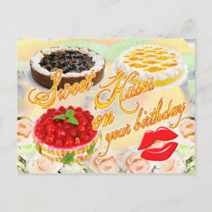 Sweet Kisses auf Ihrem Geburtstag! Postkarte