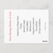 Sweet Kissing Mother of God Prayer Card Postkarte (Rückseite)