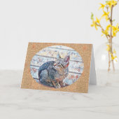 Sweet Kitten Cat Künstlerische Note Card Karte (Gelbe Blume)