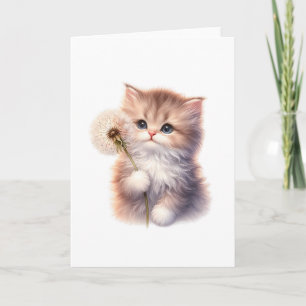 Sweet Kitten mit Daisy - Adorable Blank Gruß Karte