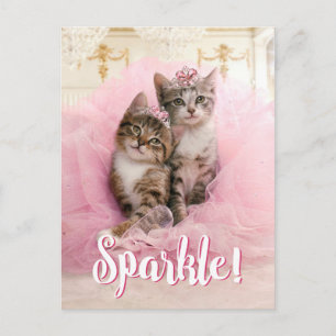 Sweet Kittens in Tiaras und Pink Funkelnd Tutu Postkarte