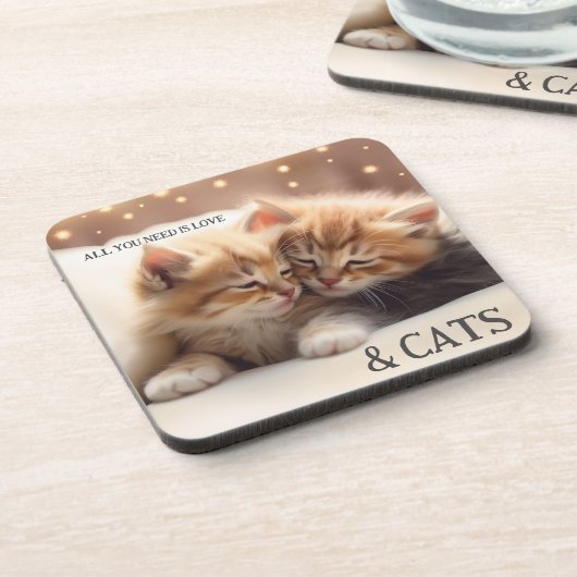 Sweet Kittens Niedlich Cat Untersetzer (Linke Seite)