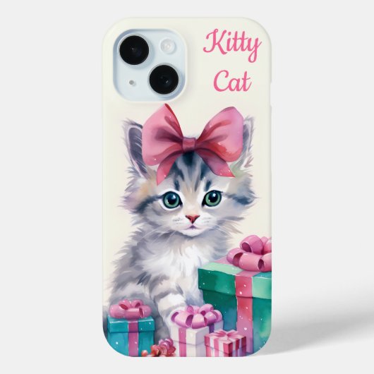 Sweet Kitty Cat Big Pink Bow Case-Mate iPhone Hülle (Rückseite)