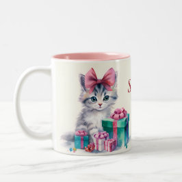 Sweet Kitty Cat Name Custom Kitten Geschenk hinzuf Zweifarbige Tasse
