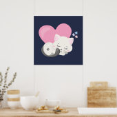 Sweet Kitty Cat Schlafen mit einem großen Herz im  Poster (Küche)