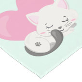 Sweet Kitty Cat Schlafen mit einem großen rosa Her Kurzer Tischläufer (Ecke)