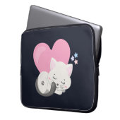 Sweet Kitty Cat Schlafen mit einem großen rosa Her Laptopschutzhülle (Vorderseite Links)