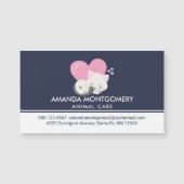 Sweet Kitty Cat Schlafen mit einem großen rosa Her Magnetkarte (Vorderseite)